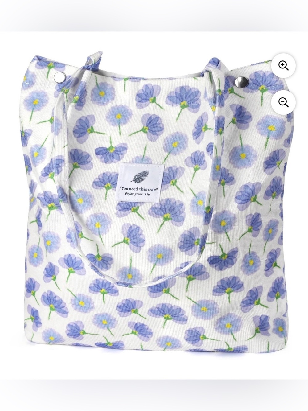 Floral Corduroy Tote Bag